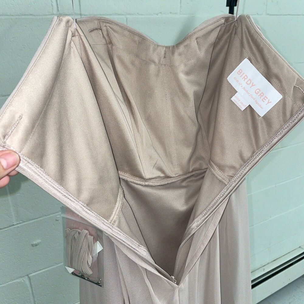 Birdy Grey Grace Taupe Chiffon Convertible Gown XS NWT - Picture 5 of 9